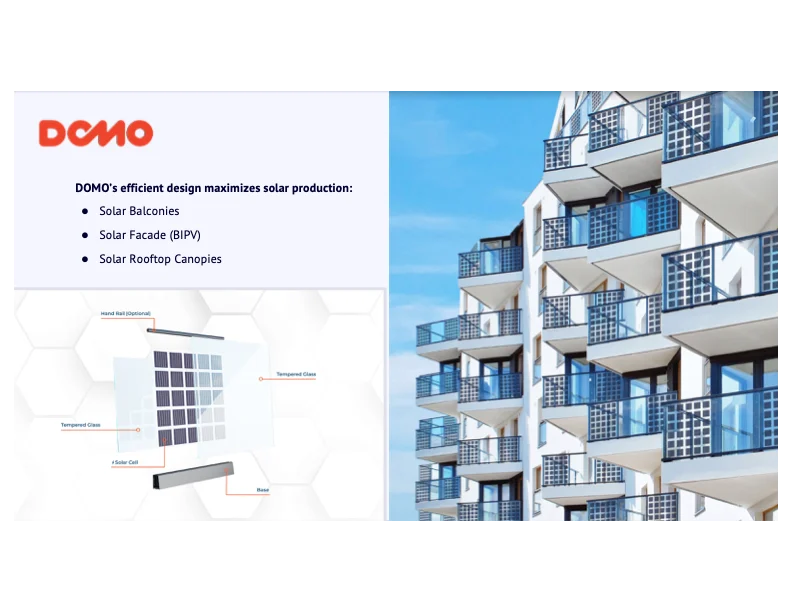 Balcony solar panels in bright sun